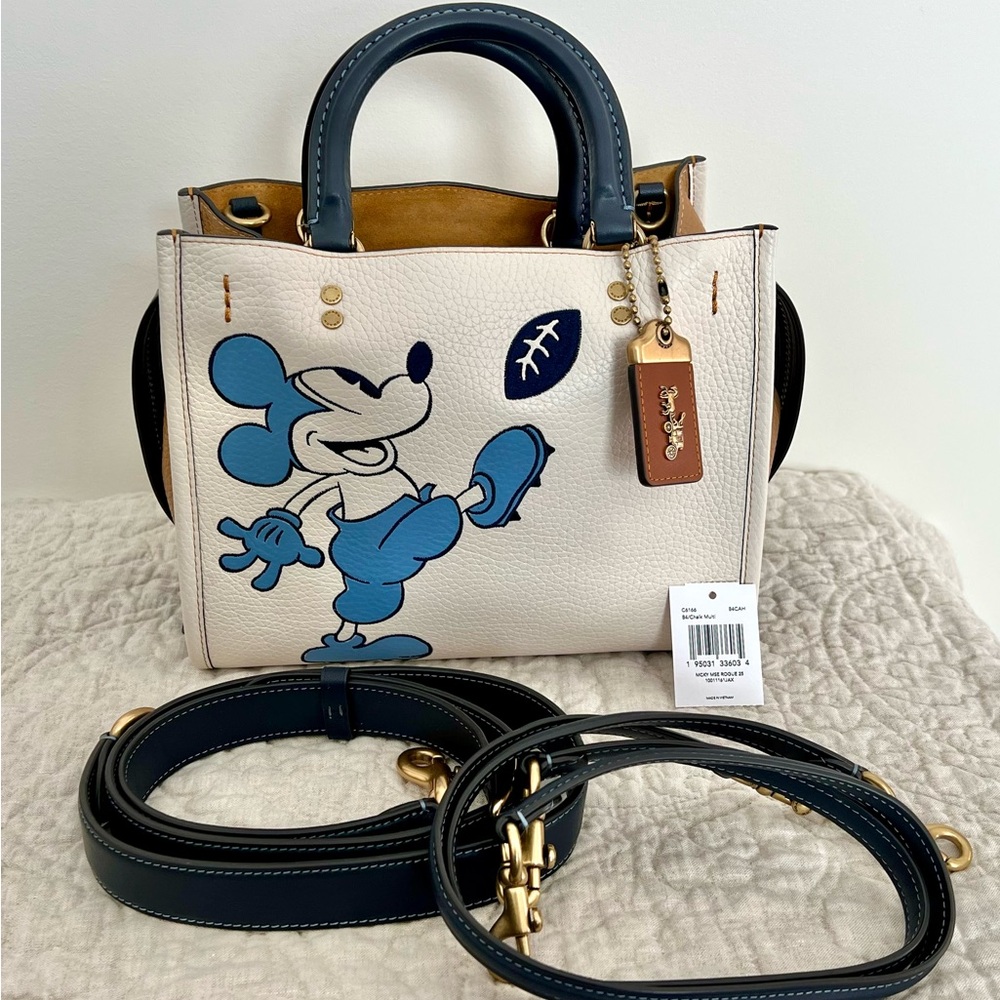 Coach White and Blue Satchel with Whimsical Design